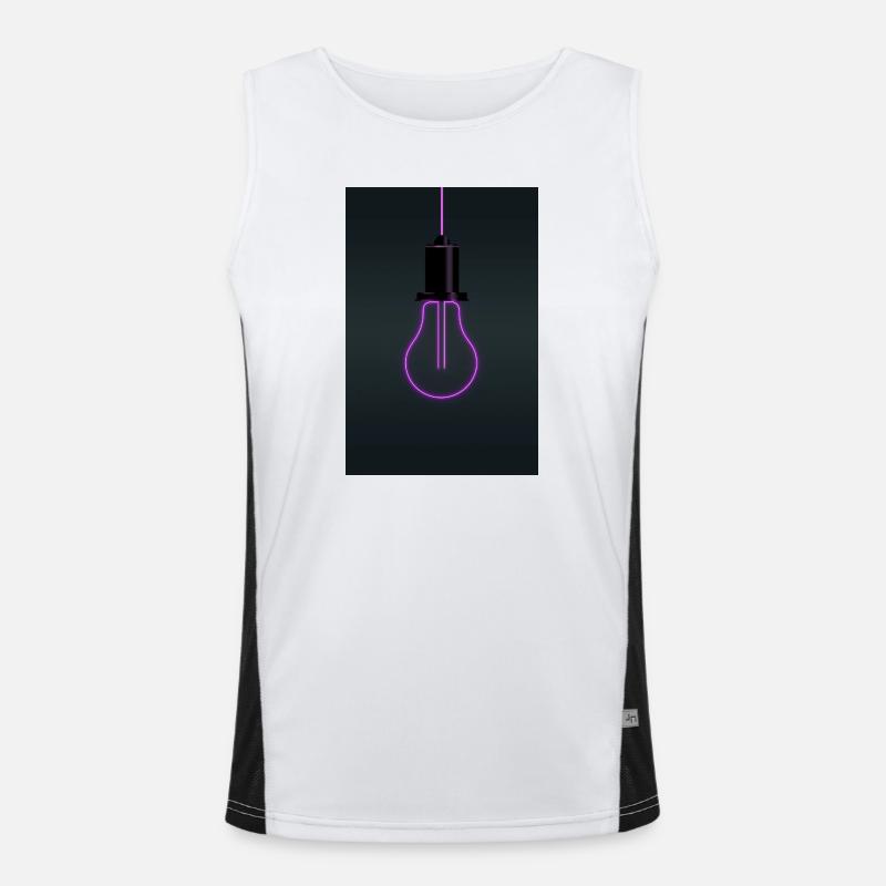 Neon Light Bulb Magenta Minimal Design Men's Functional Contrast Tank Top 