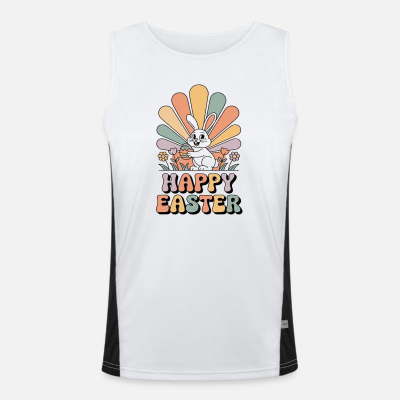 Pastel bunny in Easter rays - Men's Functional Contrast Tank Top  - white/black
