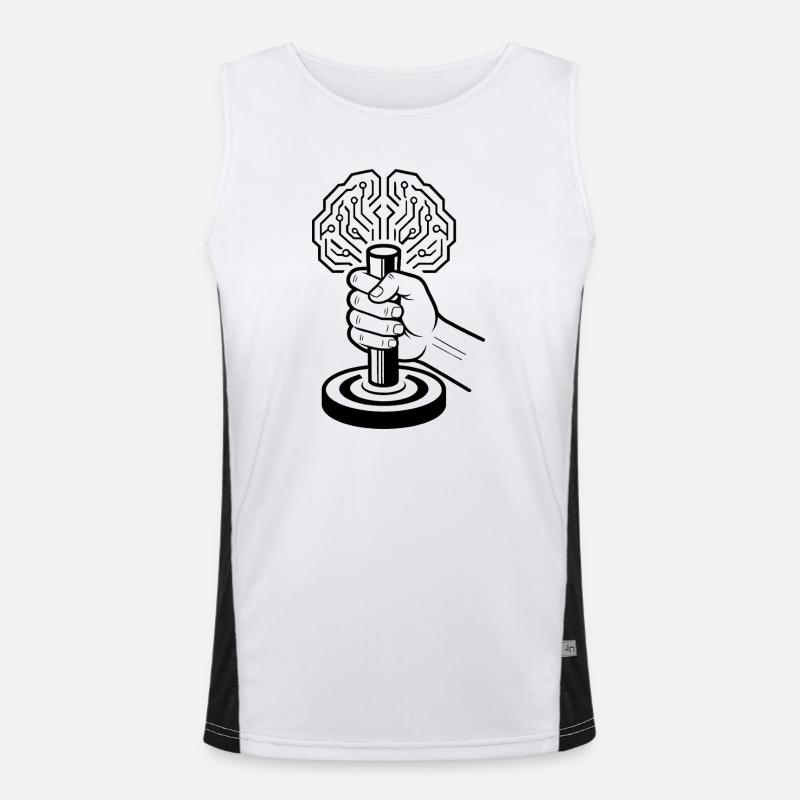 Digital Brain Cyborg Artificial Intelligence - Men's Functional Contrast Tank Top  - white/black