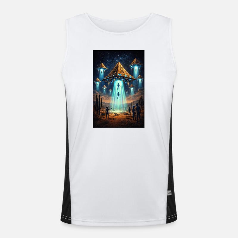 Alien UFO Pyramid Rocket Funktionelles Kontrast-Tank Top für Männer 