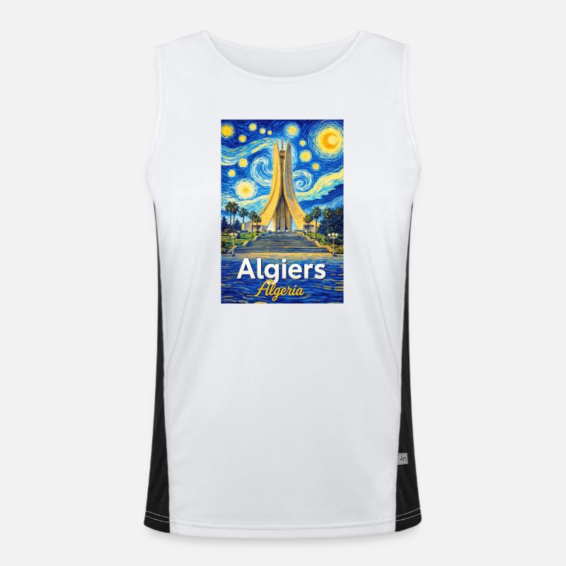 Algiers Monument Starry Night Stil Funktionelles Kontrast-Tank Top für Männer 