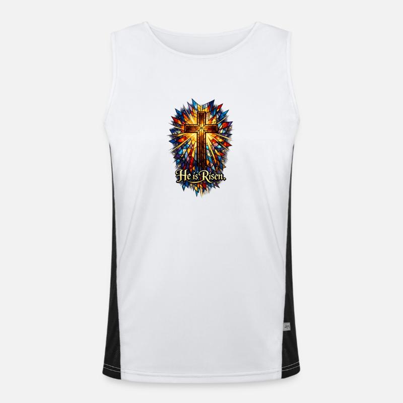 He is risen Funktionelles Kontrast-Tank Top für Männer 