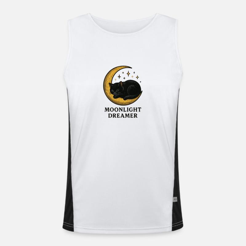 Mondlichtträumer Katze Funktionelles Kontrast-Tank Top für Männer 