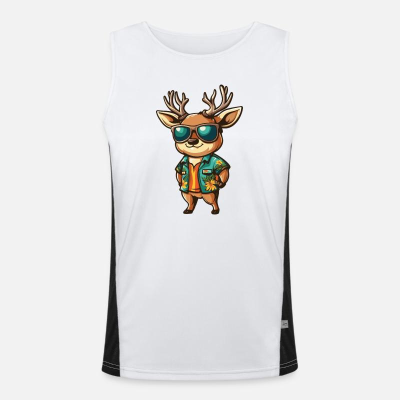 Deer Comic Vacation - Men's Functional Contrast Tank Top  - white/black