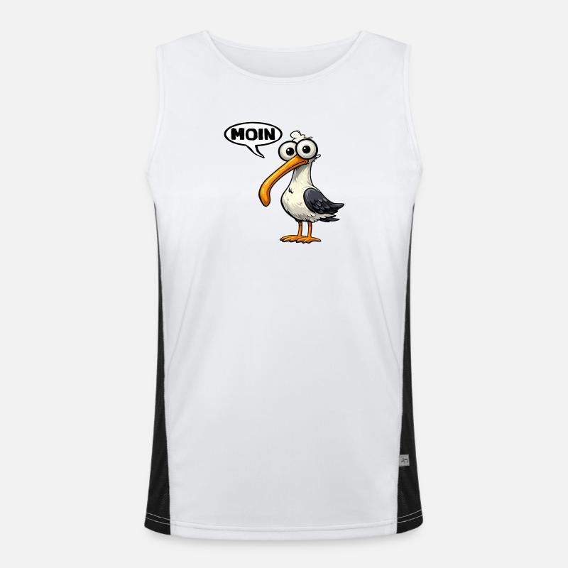 Moin Möwe Comic Miesmuschelartwuermchen  Funktionelles Kontrast-Tank Top für Männer 