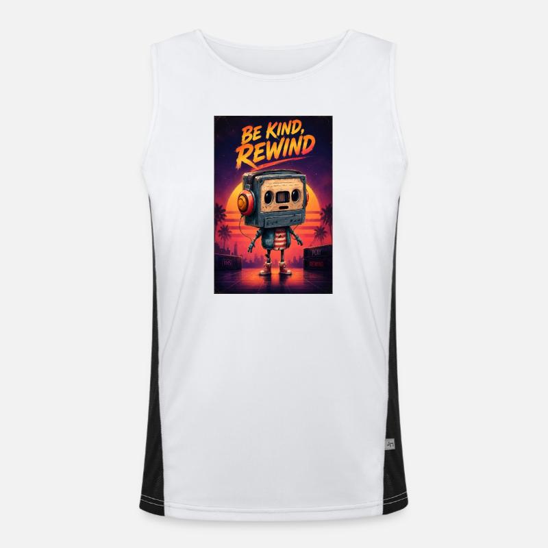 Be Kind, Rewind Robot Sunset Men's Functional Contrast Tank Top 