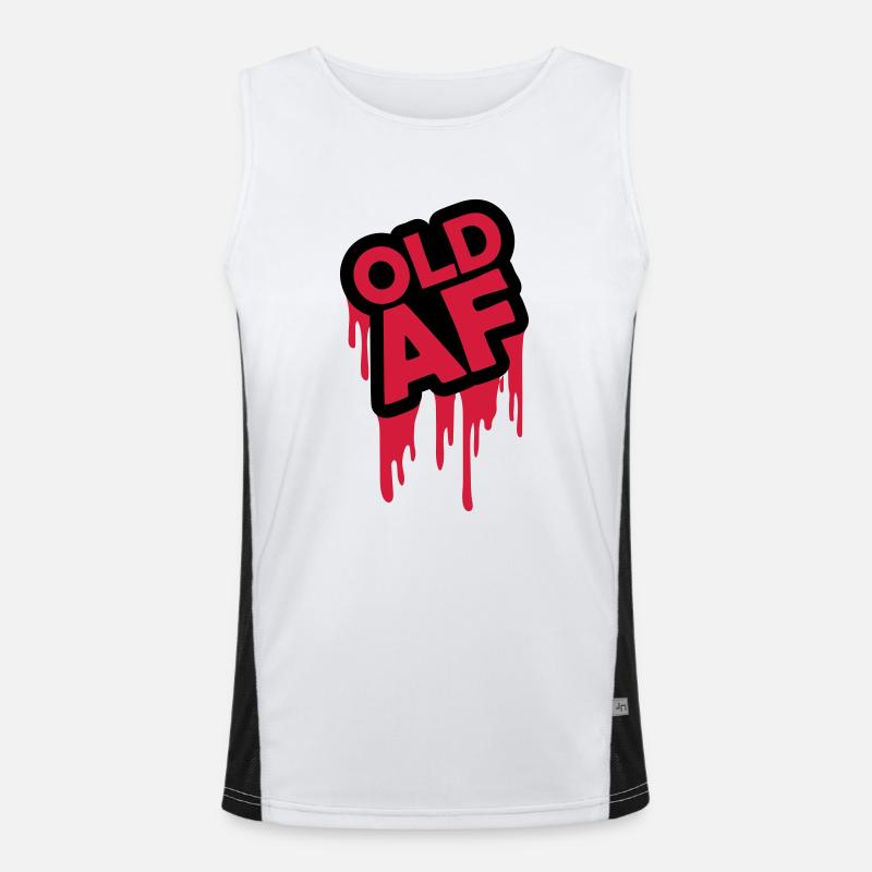 old AF Text Logo - Men's Functional Contrast Tank Top - white/black