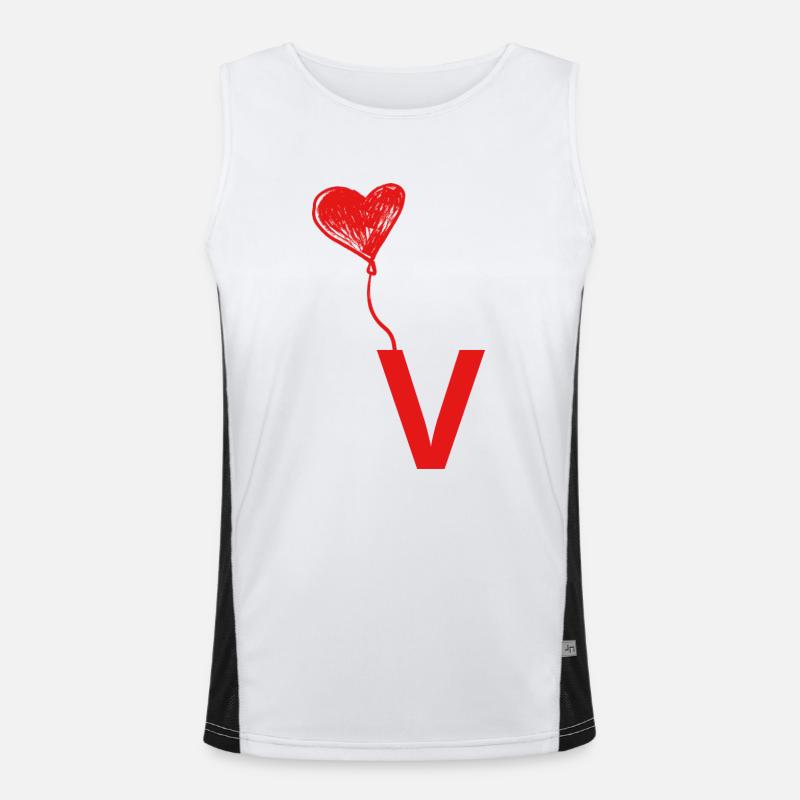 Buchstabe v Herz Funktionelles Kontrast-Tank Top für Männer 