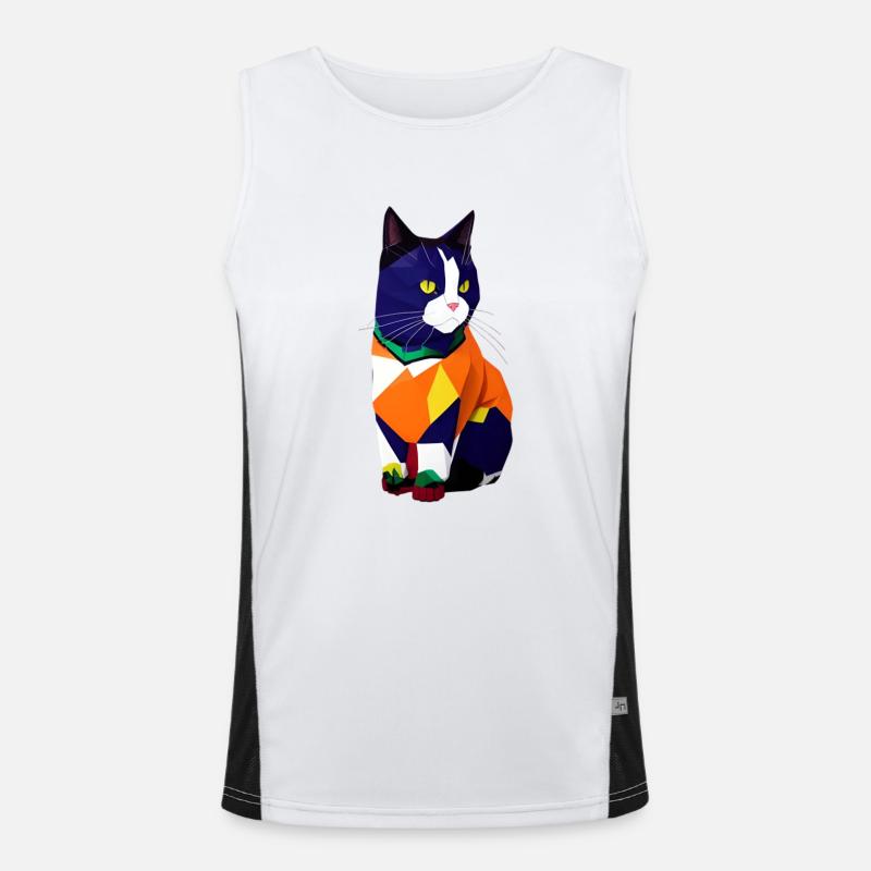 Die Katze im Pullover Funktionelles Kontrast-Tank Top für Männer 