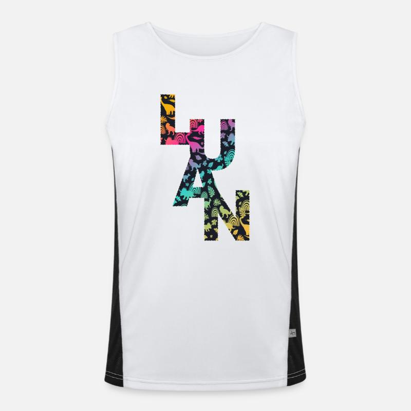 LUAN - Beautiful boy name with dinosaur Men's Functional Contrast Tank Top 