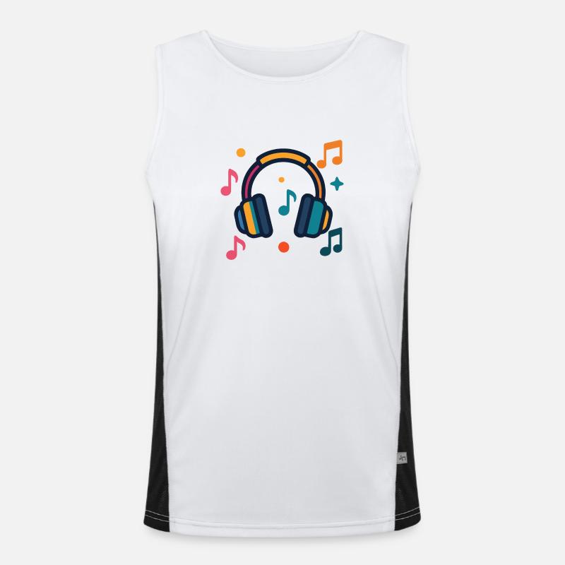 Kopfhörer und Notizen Funktionelles Kontrast-Tank Top für Männer 