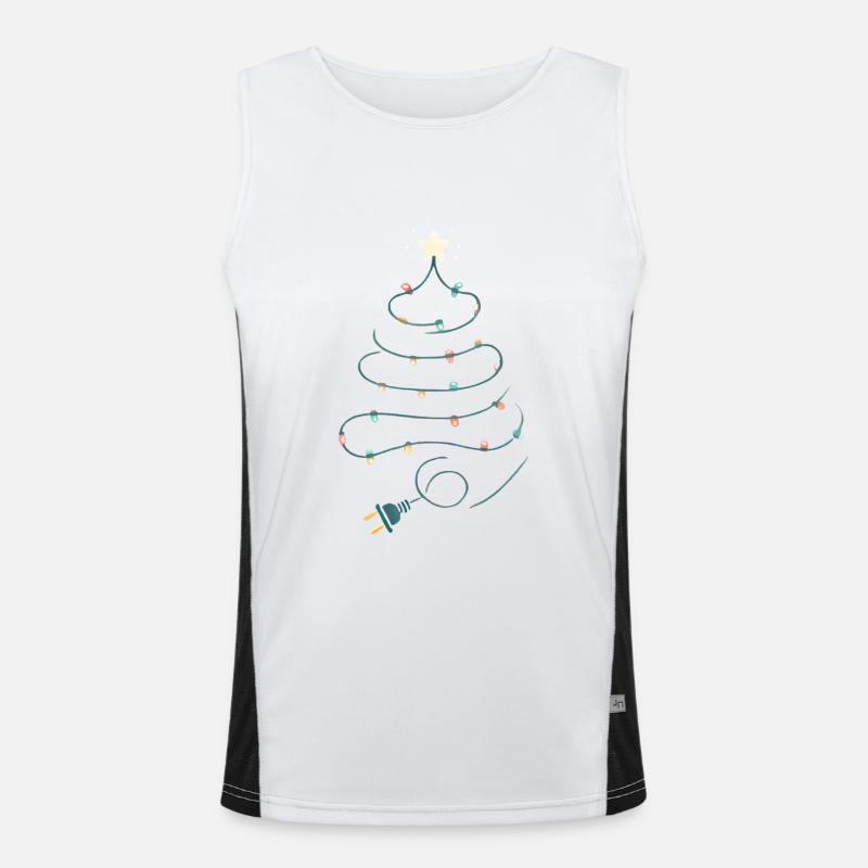 Christmas Tree String Lights Design - Men's Functional Contrast Tank Top  - white/black