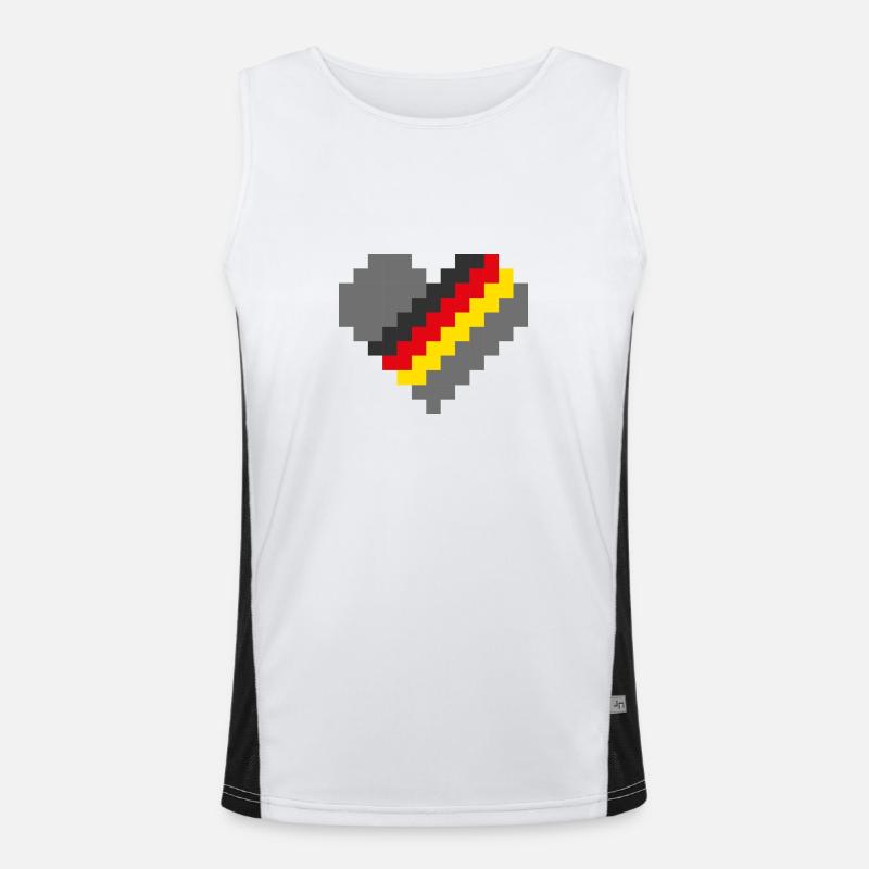 Germany Pixel Heart Men's Functional Contrast Tank Top 
