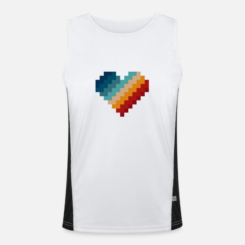 Retro Pixel Heart Men's Functional Contrast Tank Top 