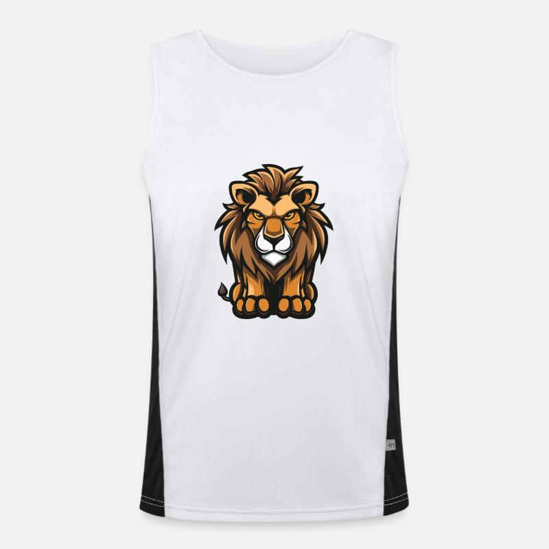 Lion Comic - Men's Functional Contrast Tank Top  - white/black