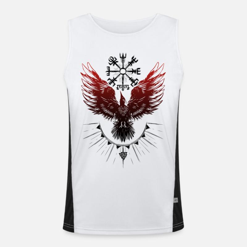 Viking Raven Vegvisir Valknut Men's Functional Contrast Tank Top 