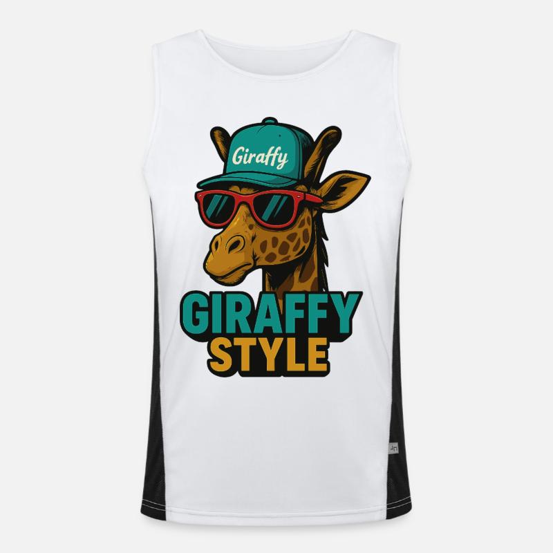 Giraffy Style Giraffe mit Cap Funktionelles Kontrast-Tank Top für Männer 