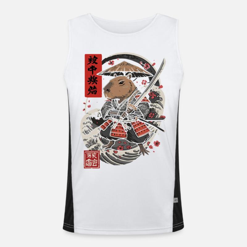 Samurai Capybara Combat Illustration Men's Functional Contrast Tank Top 