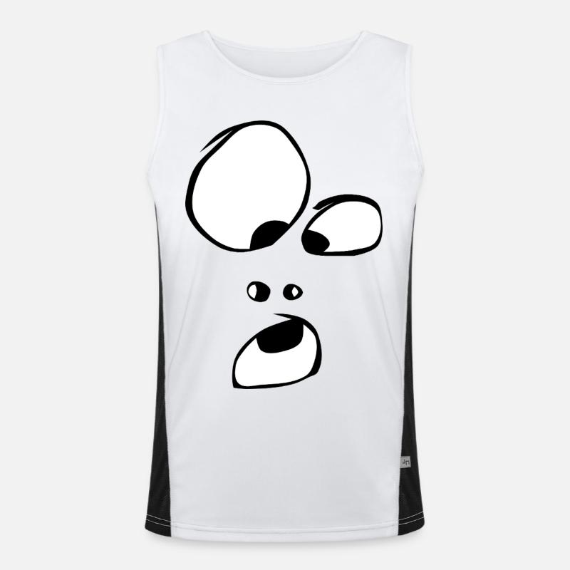 Powerful! Face Ghost Ghost Halloween Comic - Men's Functional Contrast Tank Top  - white/black