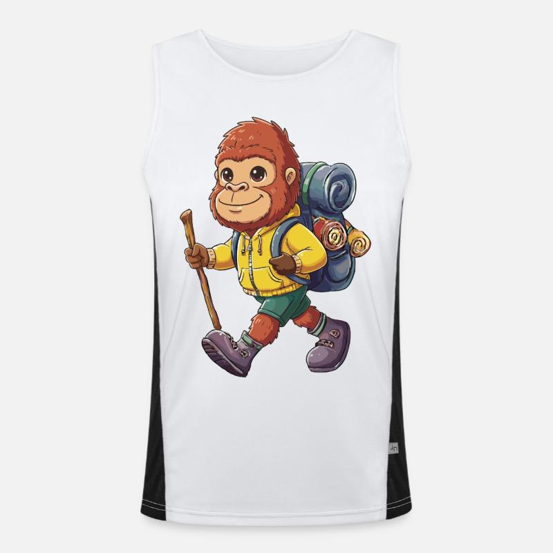 Cute Bigfoot Hiking Camping Adventure Backpacker - Men's Functional Contrast Tank Top  - white/black