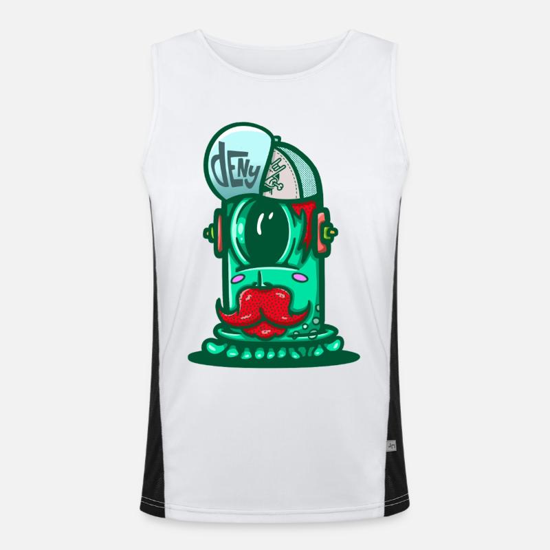 Green Space Helmet with Mustache Men's Functional Contrast Tank Top 