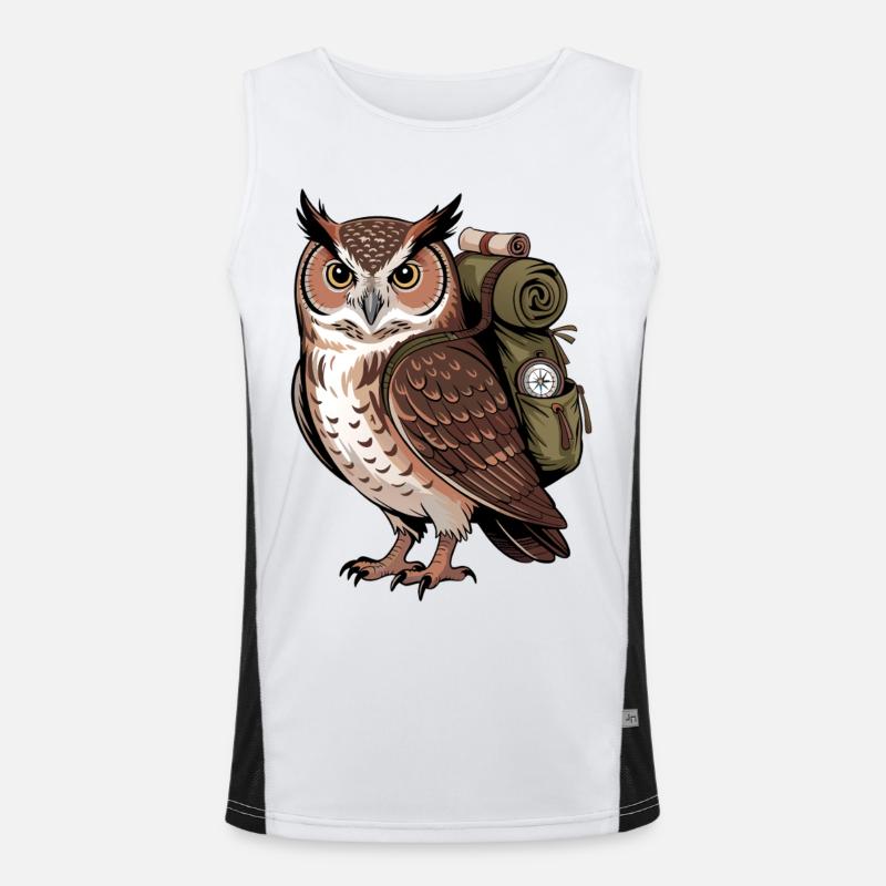 Wandering owl with backpack Men's Functional Contrast Tank Top 