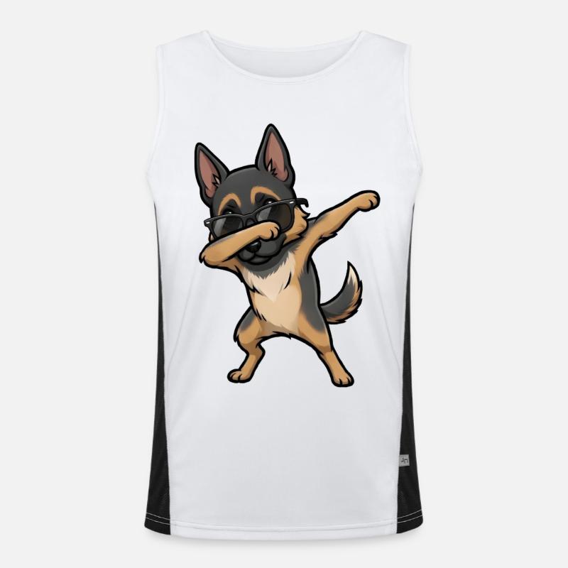 Dabbing German Shepherd - Men's Functional Contrast Tank Top - white/black