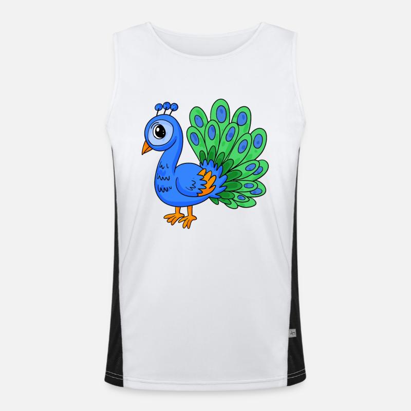 Peacock Bird - Men's Functional Contrast Tank Top  - white/black