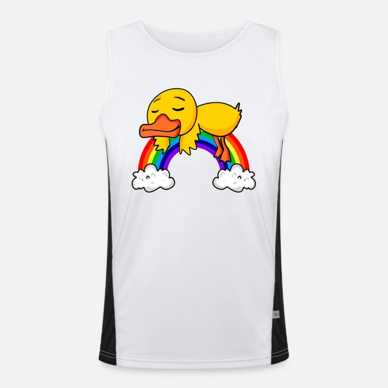 Rainbow Duck - Men's Functional Contrast Tank Top  - white/black
