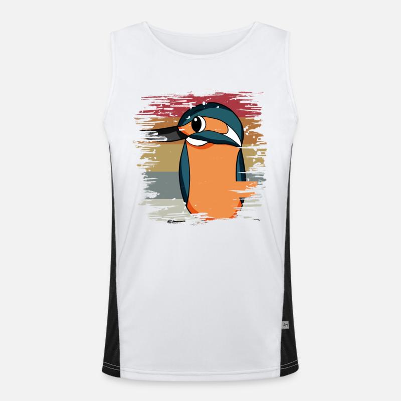 Eisvogel Blauer Vogel Retro Funktionelles Kontrast-Tank Top für Männer 