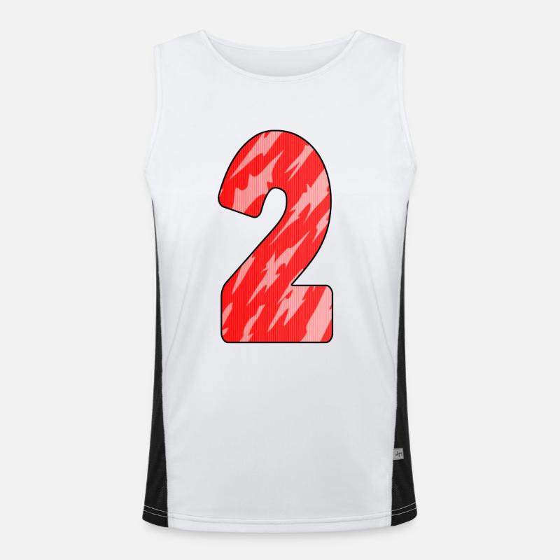 Number 2 Red Pattern - Men's Functional Contrast Tank Top  - white/black
