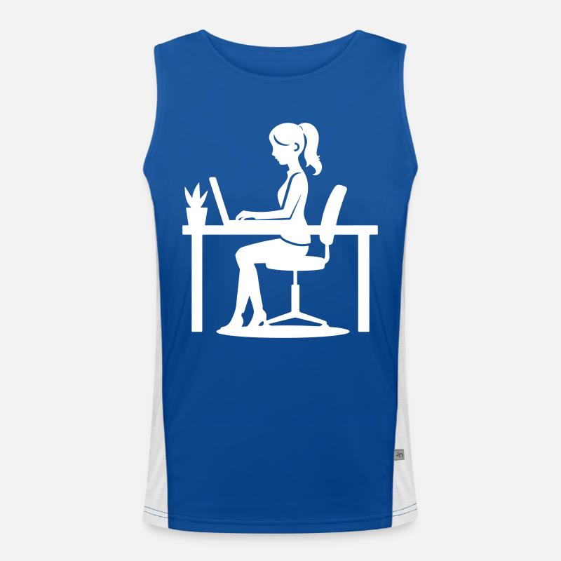 Worker Woman Computer Job Men's Functional Contrast Tank Top 