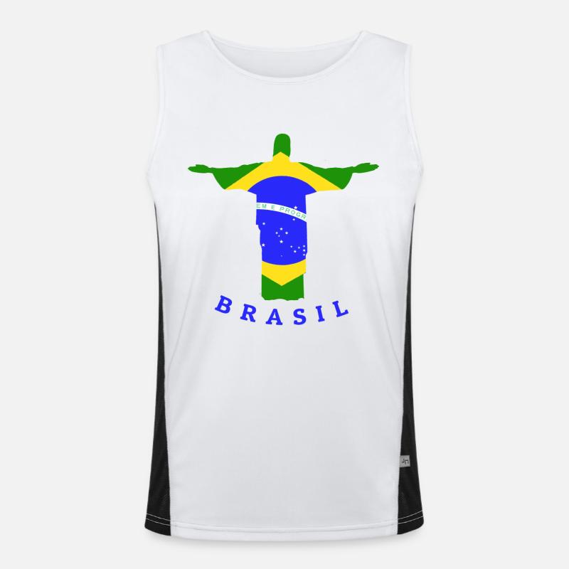 Brasil Flag Statue Funktionelles Kontrast-Tank Top für Männer 