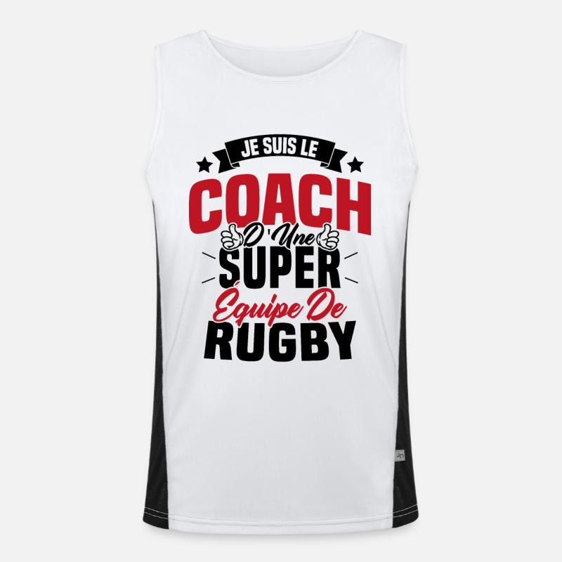 Je suis le coach d'une super équipe de rugby Débardeur respirant contrasté Homme 