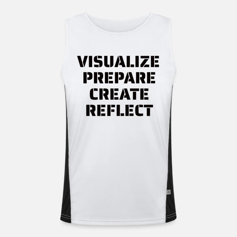 Visualize Prepare Create Reflect - Artist Quote Men's Functional Contrast Tank Top 