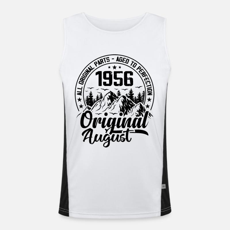 1956 August Original: 68 Years Anniversary Gift Men's Functional Contrast Tank Top 