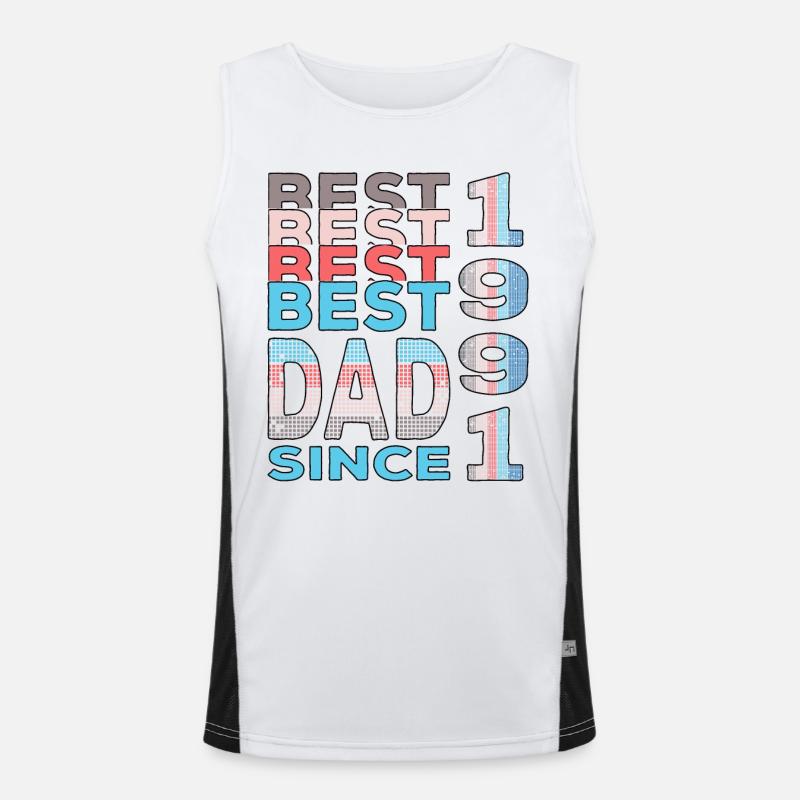 Bester Papa der Welt seit 1991 Vatertag Funktionelles Kontrast-Tank Top für Männer 