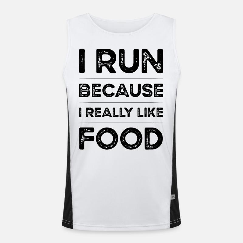 I run because I really like Food Funktionelles Kontrast-Tank Top für Männer 
