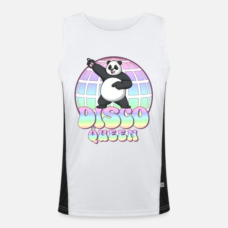 Discoqueen Panda 70s Disco Ball Disco Queen Men's Functional Contrast Tank Top 