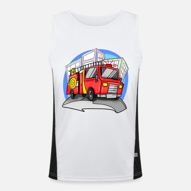 Fire brigade fire engine - Men's Functional Contrast Tank Top  - white/black
