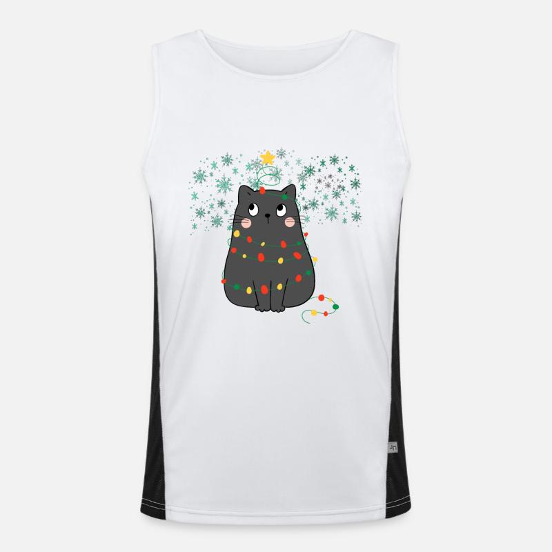 Noël du chat noir, miaou Noël Débardeur respirant contrasté Homme 