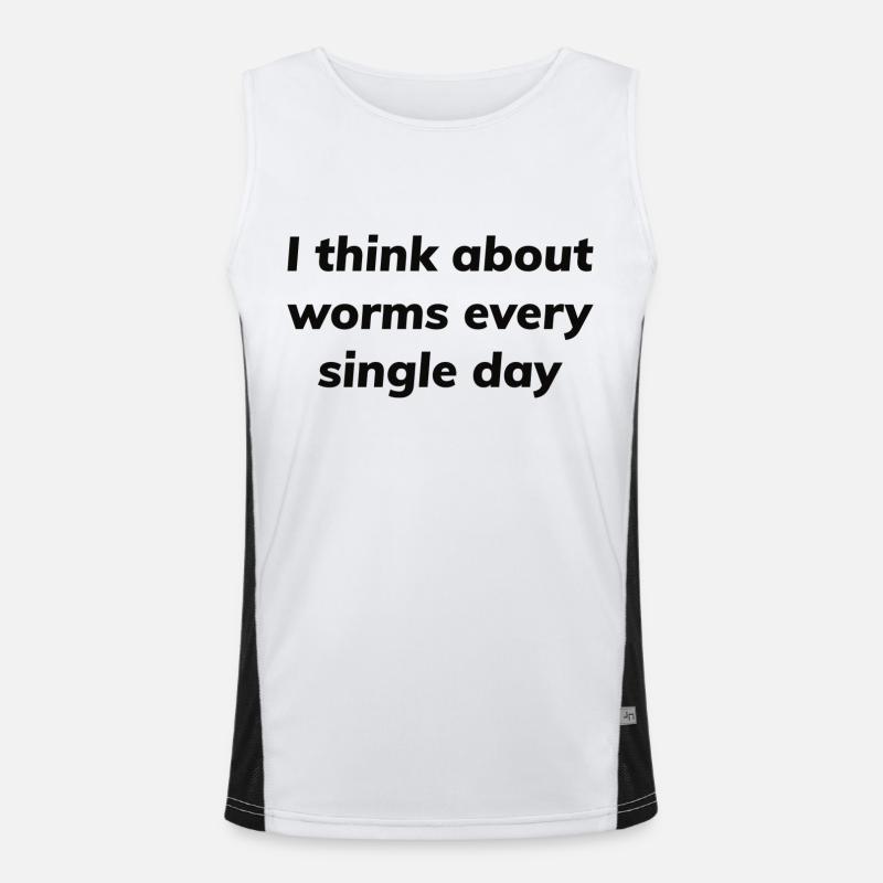 I think about worms every single day Men's Functional Contrast Tank Top 
