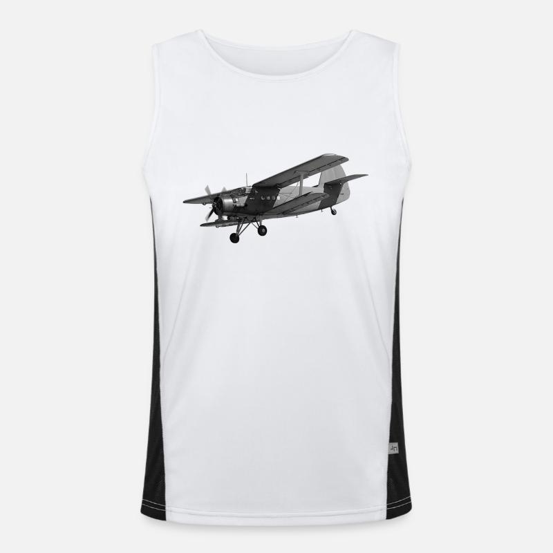 Flugzeug AN2 Doppeldecker Propeller Oldtimer Funktionelles Kontrast-Tank Top für Männer 