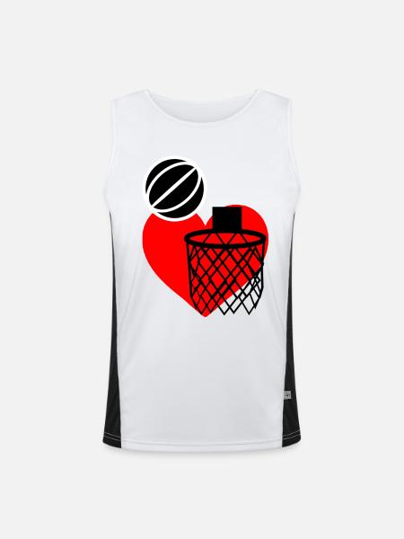Basket-ball amour - Débardeur respirant contrasté Homme  - blanc/noir - Devant