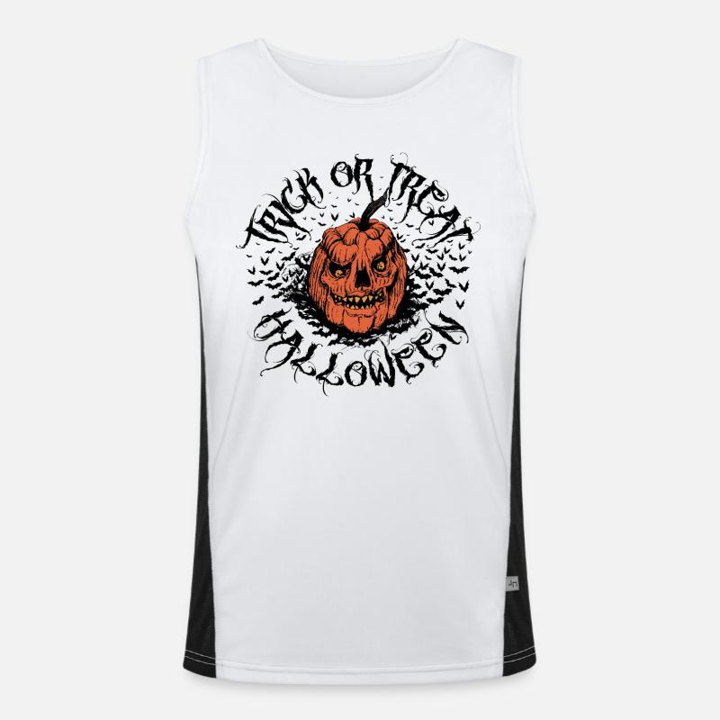 Halloween Süßes oder Saures Kürbis - Horror Funktionelles Kontrast-Tank Top für Männer 