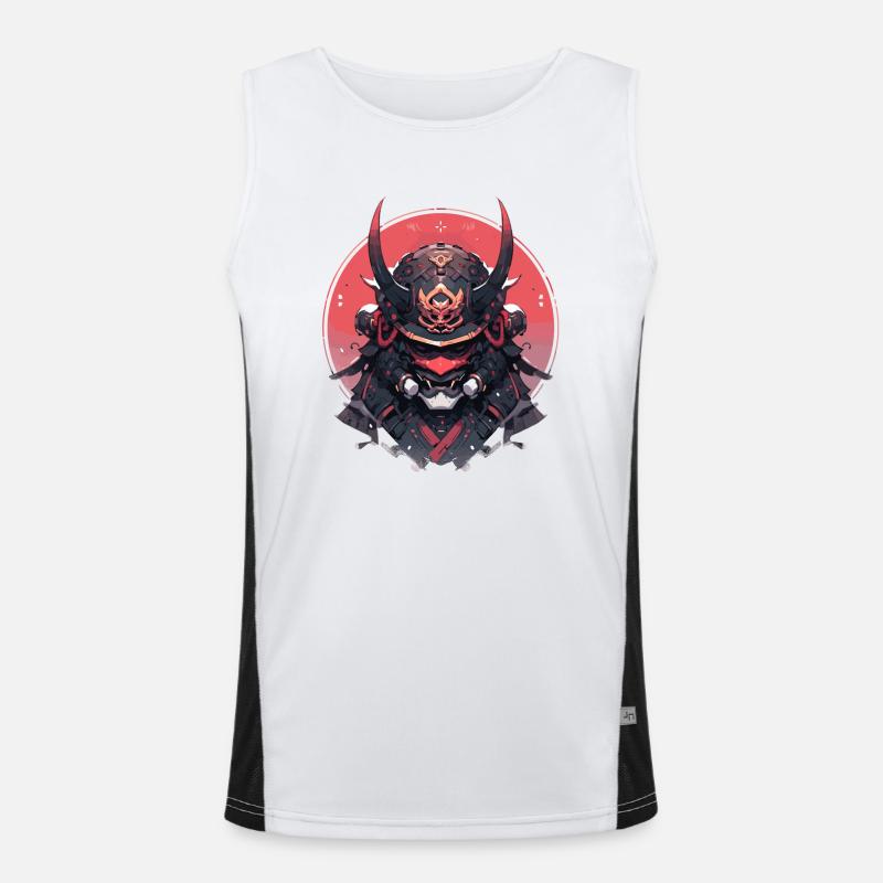 Futuristic Samurai Warrior Red Sun Men's Functional Contrast Tank Top 