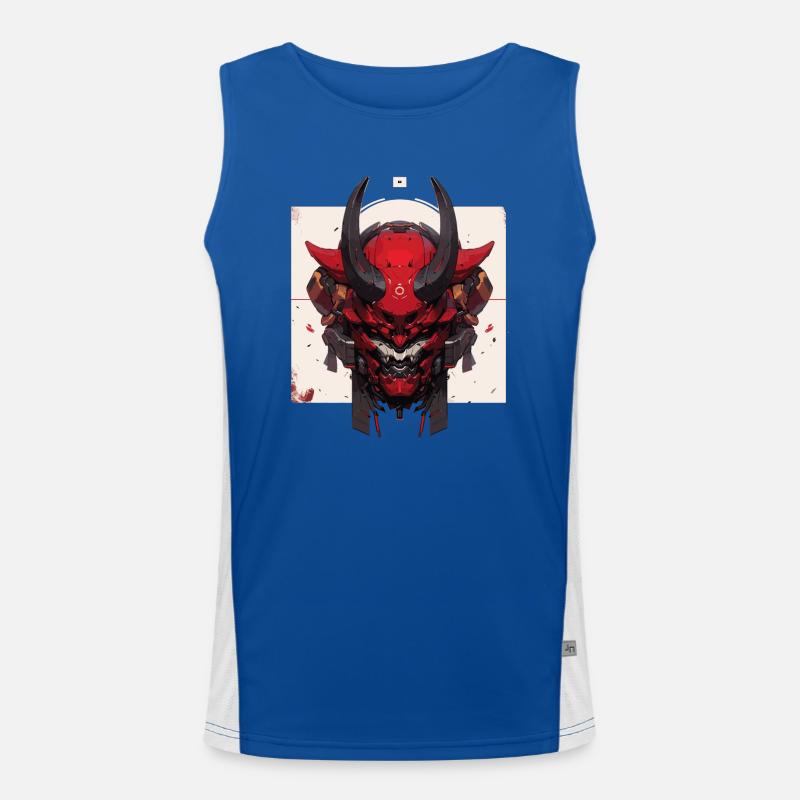 Red Devil Futuristic Samurai Warrior Men's Functional Contrast Tank Top 