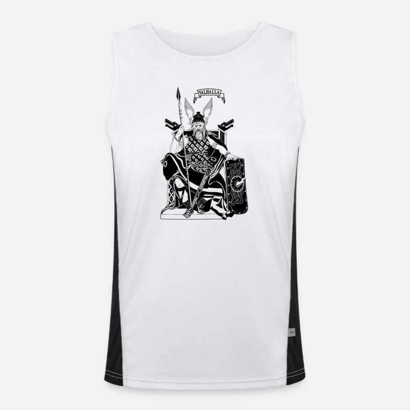 Odin on throne black Men's Functional Contrast Tank Top 