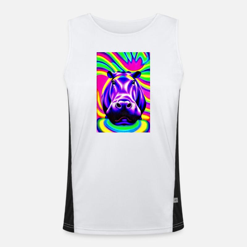 Nilpferd in Farbe Pop Art Funktionelles Kontrast-Tank Top für Männer 