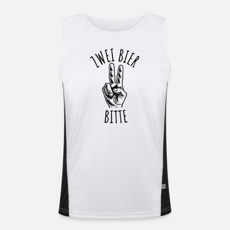 Zwei Bier Bitte – Mit Handzeichen zum Prost Funktionelles Kontrast-Tank Top für Männer 